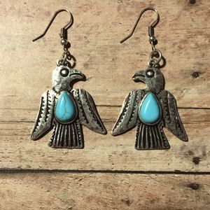 Western Boho Style Thunderbird Fish Hook Earrings